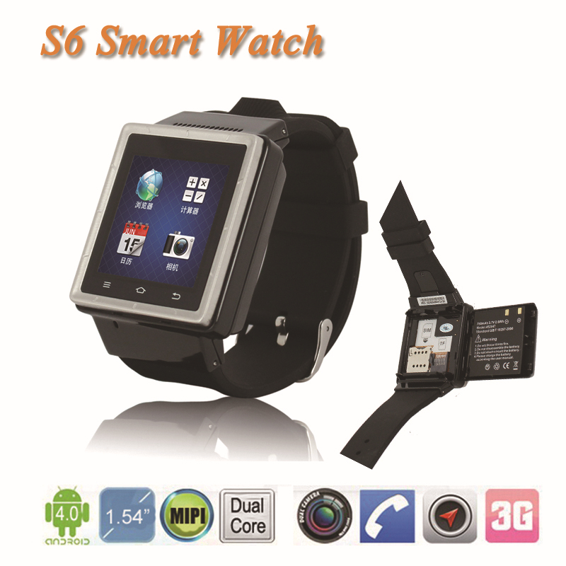 2015 New 3G Android 4 0 SmartWatch ZGPAX S6 1 54 Inch Smart Watch Phone Smartphone
