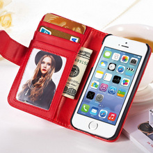 Hot Wallet Flip PU Leather Case For Apple iPhone 4 4S 4G Magnetic Case with Photo