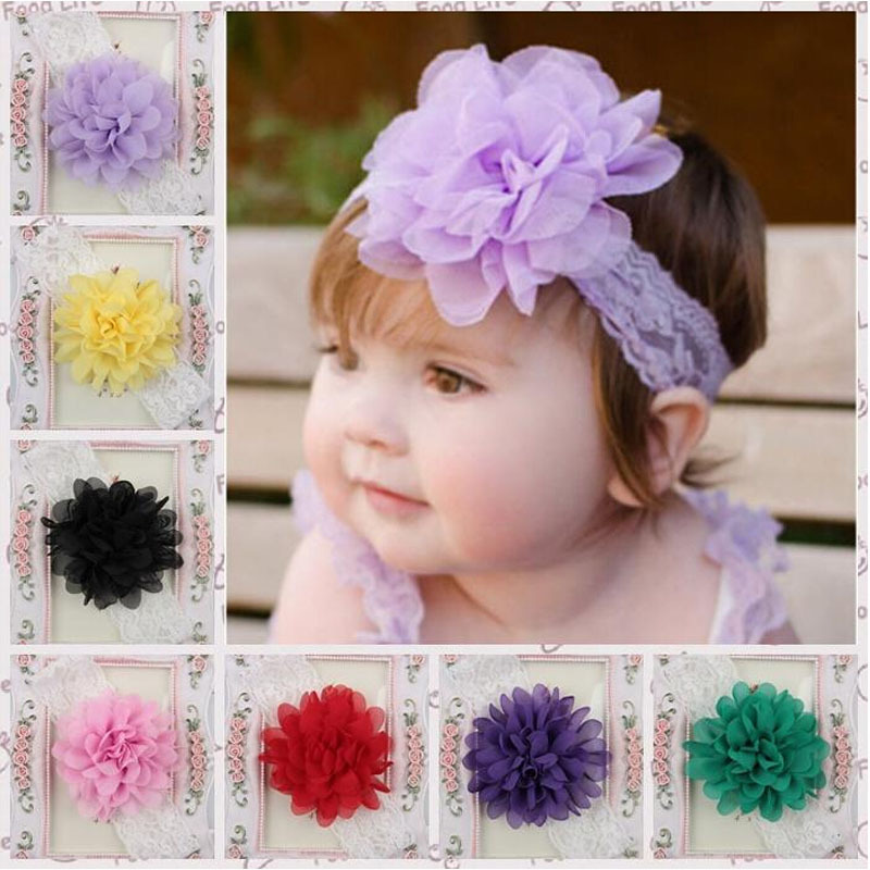Baby Chiffon Flower Hairband Hair Accessories Baby Girls Lace Headband Infant Girl Hair Weave Band Childern