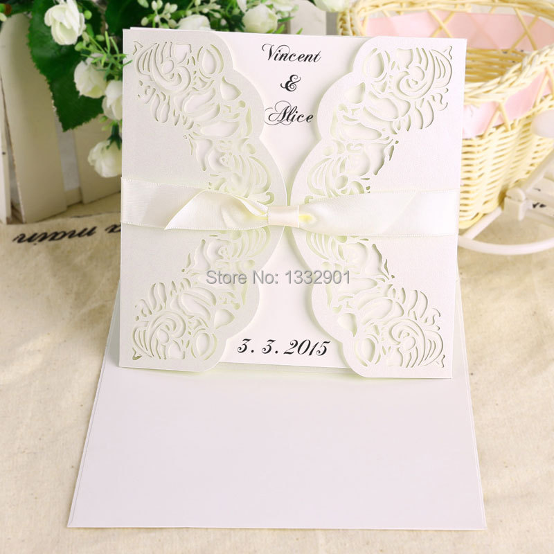 Ivory rose wedding invitations