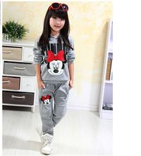 2015 autumn winter girls clothing sets cartoon minnie mouse children’s wear cotton casual tracksuits kids clothes sports suit