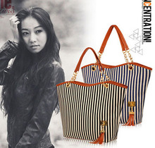100PCS/lot Striped Shoulder Tote