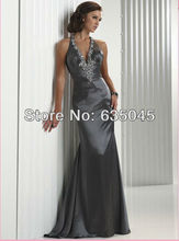 2015 New Crystal Beading Halter Sexy Backless Long Evening Dress Robe De Soiree Vestido De Festa