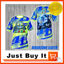 BLUE MOTO GP No.46 Valentino Rossi VR46 Racing Motorcycle Shirt Pure Cotton Perspiration Casual Durable sports Short-sleeved