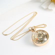 Women Jewelry Collares Dry Flowers Glass Necklace Pendant Vintage Long Chain Choker Necklace Summer Fine Jewerly