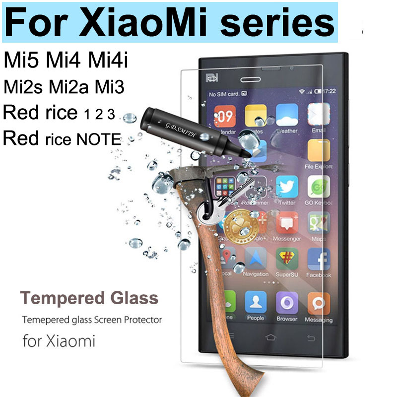 For xiaomi Tempered Glass Screen Protector mi2 mi3 mi4i Redmi Red rice Note High Quality Ultra-thin Protective film