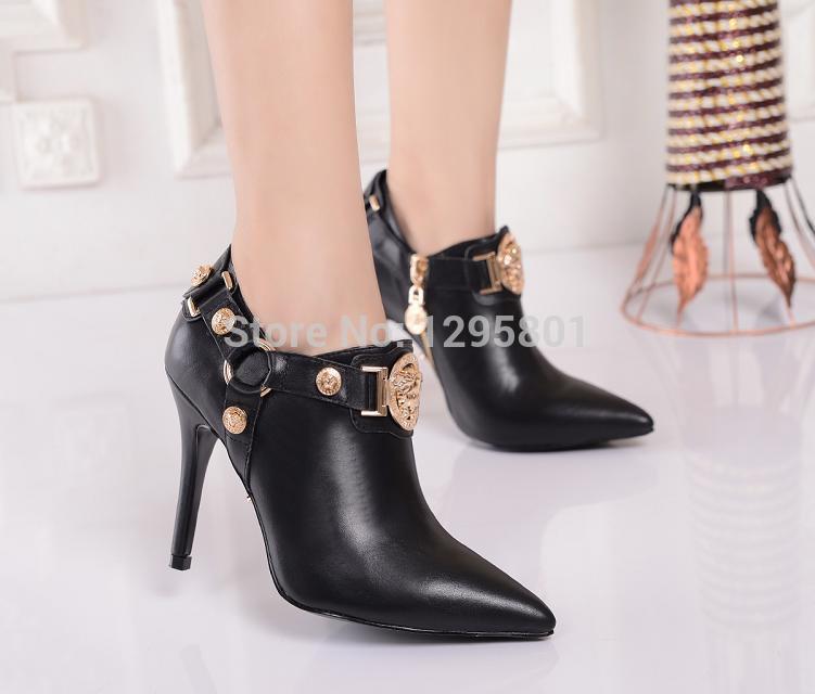 Здесь можно купить  Brand pointed sexy High Heels Fashion Pointed Shoes High-End Luxury Ankle Boots Heels Sexy Motorcycle Zipper Martin Boots  Обувь