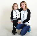 2016 Ins hot Baseball design Mother Daughter jacket Girls Family Matching Outfits For Mother And Daughter