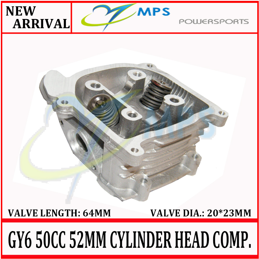 GY6 105cc 52mm cylinder head assy with 20 23 64mm valves installed for 4 stroke 139QMB