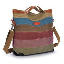 Satchel Hit Color Striped Casual Tote Women Handbag