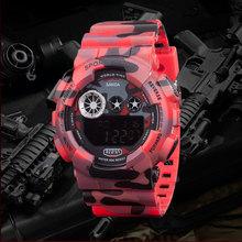 Fashion Men Sports Watches Digital Clock LED Outdoor Women Wristwatches Camouflage Military Watch