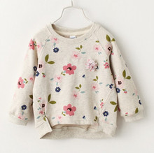 Retail 2016 spring and autumn new children’s clothing girls sweater flowers primer shirt round neck sweater coat baby clothes