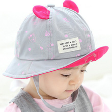 New Brand Baby Girl Hats Photograph Props Beach Hat For Children Summer Outdoor Bucket Caps For Boy Ears Bear Dot Cut Cap 2016