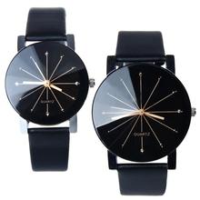 Hot Marketing 2015 Fashion 1PC Men Quartz Dial Clock Leather Wrist Watch Round Case black N4