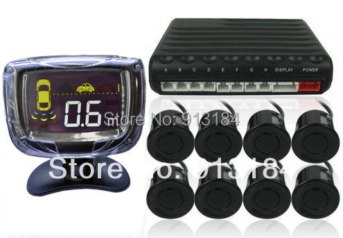 Car Reversing Parking System - 8 Parking Sensors, Command Module Box, Display LCD Monitor