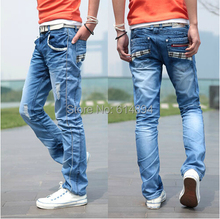 High quality! Fashion after pocket grid design The four seasons can wear washed men’s casual jeans Boutique jeans Size 28-34