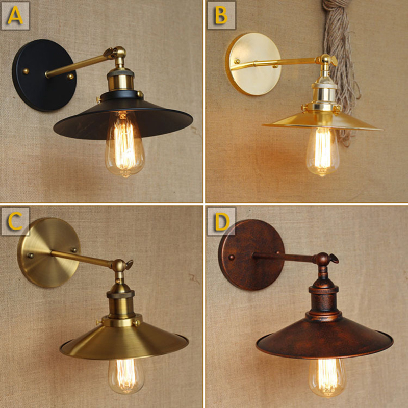 vintage iron wall lamp dia 22cm Retro Wall Mounted Bedside sconce Lights lamparas de pared warehouse cafe bar wall fixture light
