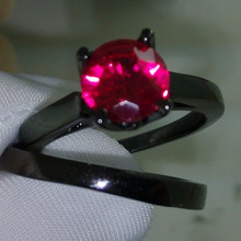 SZ 56/7/8/9/10 Jewelry   Luxury 10kt black gold filled Simulated  Diamond  Ruby  Gem Wedding  Ring set  mother’s day gift