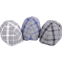 Men Women Grid font b Tartan b font Plaid Cabbie Beret Flat Hat Driving Casquette Duckbill