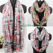 Newspaper UK Union Jack Print Long Scarf Infinity 2 Loop Cowl Scarf