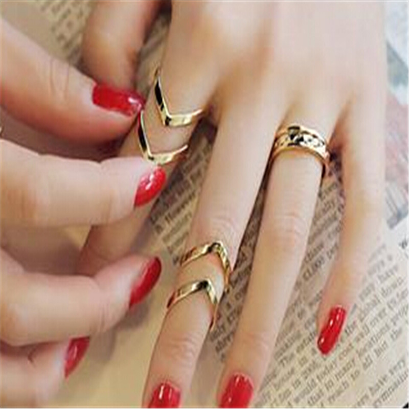 3PCS/Set Urban Punk Gold stack Plain Cute Above Knuckle Ring Anillos Band Midi Rings for Women Men Party Accessories aros anel