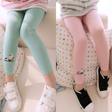 Kid Toddlers Warm Leggings Baby Kid Girl Bird Pattern Stretchy Pants Trousers