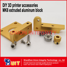 1set 3D printer accessories MK8 extruder aluminum block DIY kit Makerbot dedicated single nozzle extrusion head aluminum block