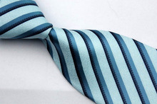 NT0134 Blue Navy Stripe Smooth Man s Wedding Business Luxury Tie Jacquard Woven Classic Silk Polyester