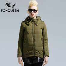 Fox queen 2016 New Arrive Ladies Long Design Coat Women Spring Cotton Padded Thin Slim Coat