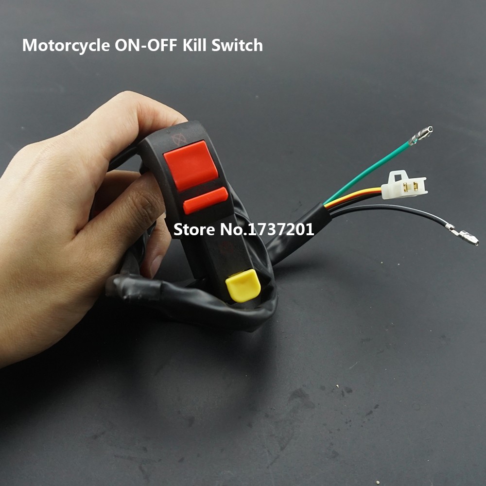 7/8" Motorcycle Handlebar Kill ON/OFF Latching Switch 12V Scooter ATV Bike 2Wire 