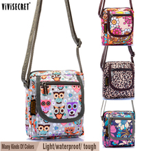 Women Small Messenger Bag Waterproof Multi layer Cross body Cute Cartoon Owl Floral Printed Bags Mini Hobo Coin Phone Purse