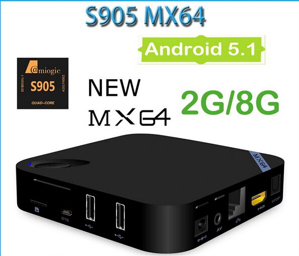 Фотография MX64 XBMC KODI Fully Loaded KODI MX64/MXV Pro 2GB/8GB Amlogic S905 Android 5.1 Quad-Core TV Box HDMI WiFi 4K H.265 Mini PC