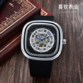casual men watches leather Automatic Mechanical male Wristwatches skeleton waterproof man watch goer brand luxury men