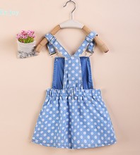 Brand New Kids Denim Dress 2016 Summer Style Baby girls Sundress Sleeveless Adjustable Girls Princess Dresses
