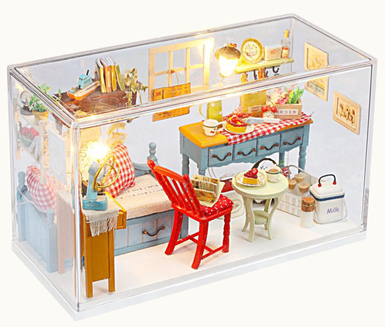 Diy Wooden Doll House With furniture Model Building Kits 3D Miniature Handmade Wooden Dollhouse Greative Toy Birthday Gifts