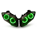 KT Headlight for Yamaha YZF R1 2007 2008 LED Angel Halo Eyes Green Motorcycle HID Projector