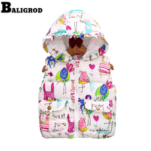 2016 Fashion Autumn&Winter Outerwear&Coats Graffiti Princess Toddler Boys Girls Vest Hooded Kids Jackets Baby Girl Waistcoat