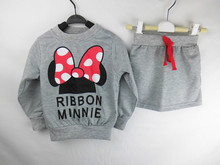 Lucky Store 2015 minnie kids clothes girls clothing sets baby girl cartoon t shirt skirt