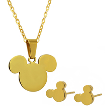 Mickey stainless steel pendant earrings necklaces Jewelry Sets 2014 new women’s accessories free shipping No chain