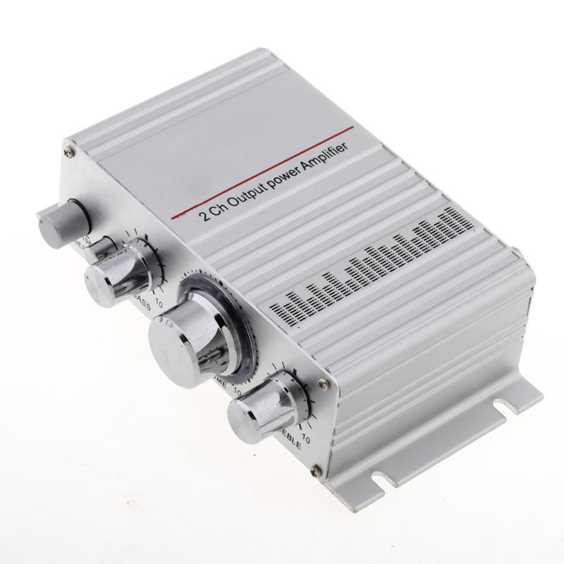 Mini HiFi Amplifier for iPod MP3 Stereo Car Motorcycle Home DC 12V/2A Silver