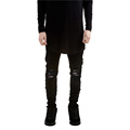 Mens Mid Waist Skinny Jeans Distressed Slim Elastic Jeans Biker Moto Jeans Hiphop Washed Ripped Jeans