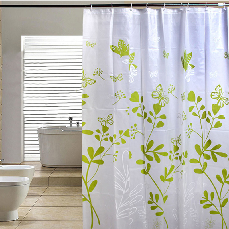 Free Shipping Butterfly Tree PEVA Bathroom Waterproof Fabric Shower Curtain With 12 Hooks V1NF