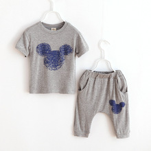 2016 new 2-7 years children’s clothing Track suit brand boys/girls 1set 100% cotton summer boys clothing sets kids clothes