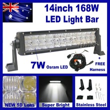 168W 14″ Osram 5D Lens LED Light Bar Work Driving Car Truck 4×4 Offroad Fog Lamp Spot + Flood Combo Beam Stainless Steel