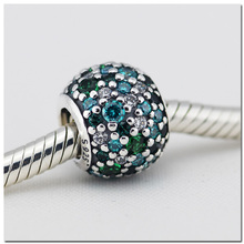 1:1 quality charms fit for pandora bracelets authentic 925-sterling-silver charm with mixed shades of green zirconia&crystal