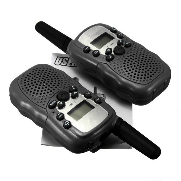 T 388 2pcs Dual Black Adjustable Mini Portable Multi Channels 2 Way LCD 3KM UHF Car