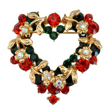 Christmas Flowers Rhinestone Brooches Pins Fashion Crystal Christmas Gift of Love Flowers Women Brooch For Wedding Dress