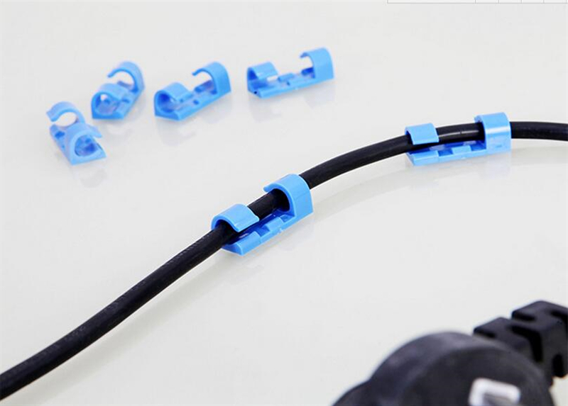 20pcs Self adhesive Wire Retainer Clip Desktop Organizer Solid Line