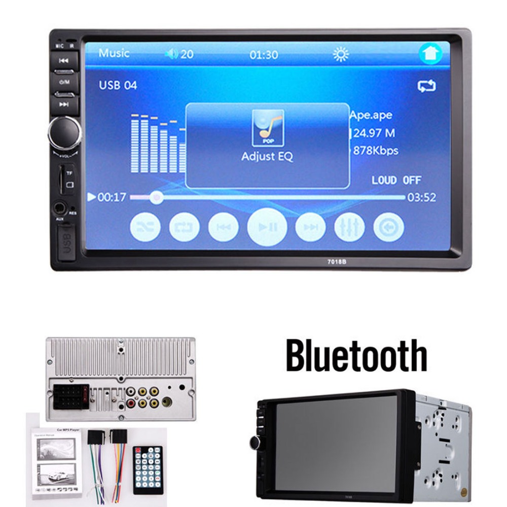 7 Inch LCD HD Double DIN Car In-Dash Touch Screen Bluetooth Car Stereo FM MP3 MP5 Radio Player With Wireless Remote Control