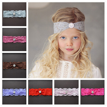 Newborn Cute Baby Pearl Rhinestone Hair Band Flower Lace Baby Headband Elastic Ribbon Hair Accessories Headwear Bandana bebe